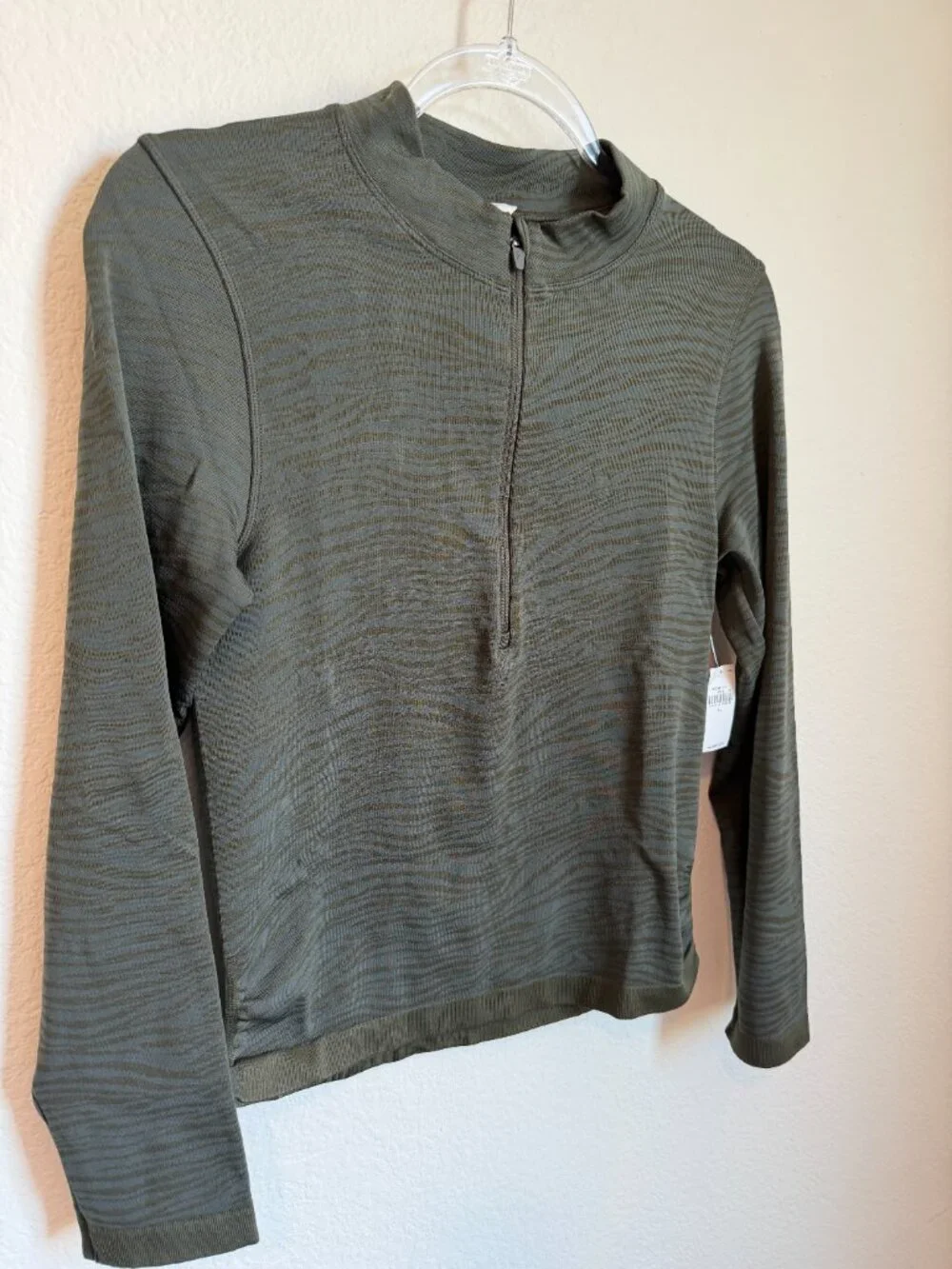 Old Navy Seamless Jacquard Mock-Neck Half-Zip Top Ancient Forest XL NWT